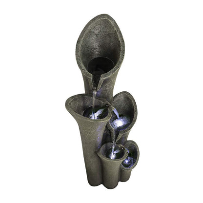 Resin Angled Pillar Outdoor Floor Fountain 39 in 14 lb on patio