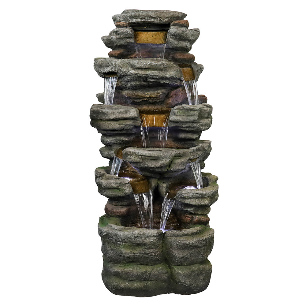 Resin Stepped Shale Outdoor Rock Fountain with Warm material texture detail