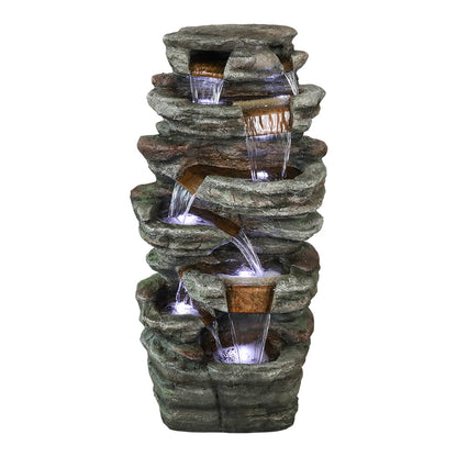 Resin Serpentine Slate Column Cascading Outdoor Fountain material texture detail