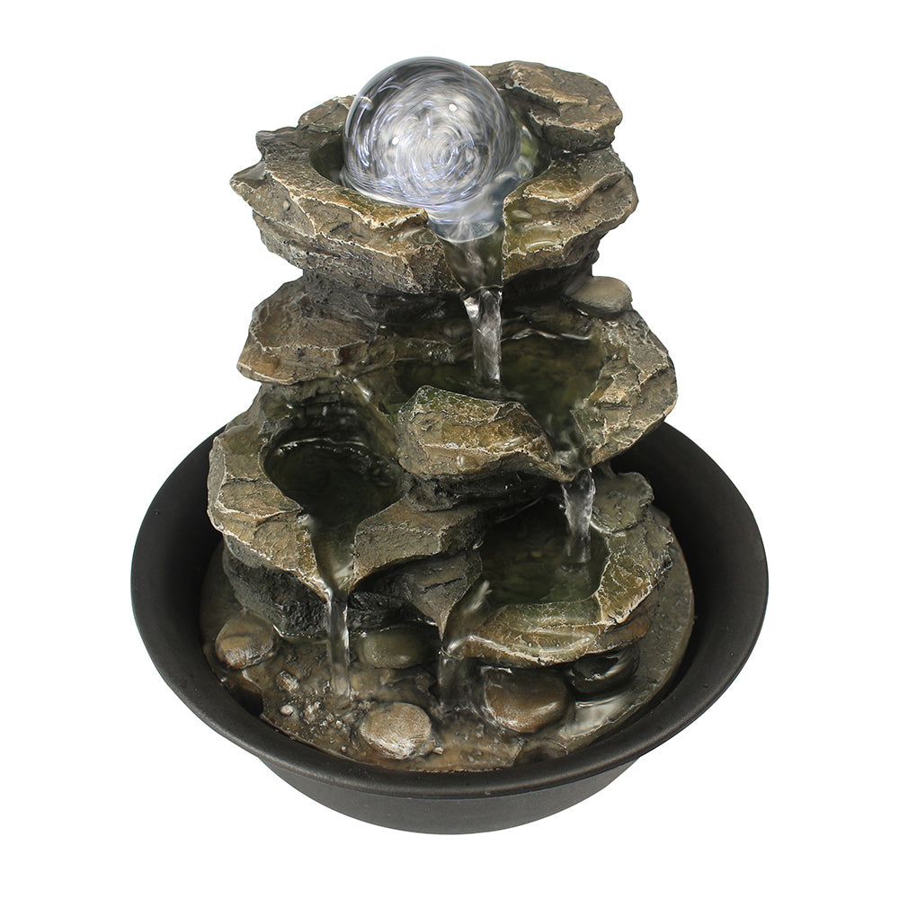 Resin Spinning Orb Tabletop Fountain 8 Inch Color material texture detail