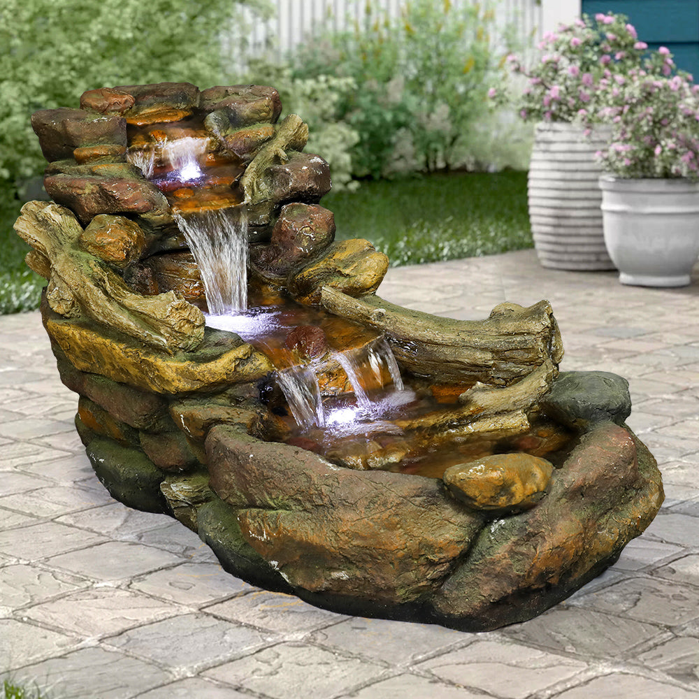 Resin Driftwood Creek Horizontal Outdoor Fountain 39 in dimensions and size