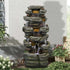 Resin Stepped Shale Outdoor Rock Fountain with Warm