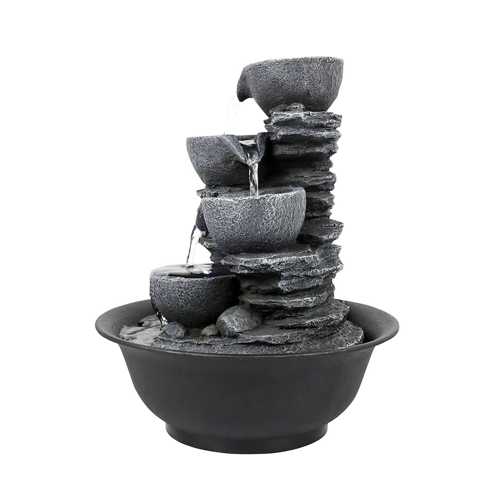 Resin Mini Slate Bowl Tabletop Water Fountain 10 Inch on patio