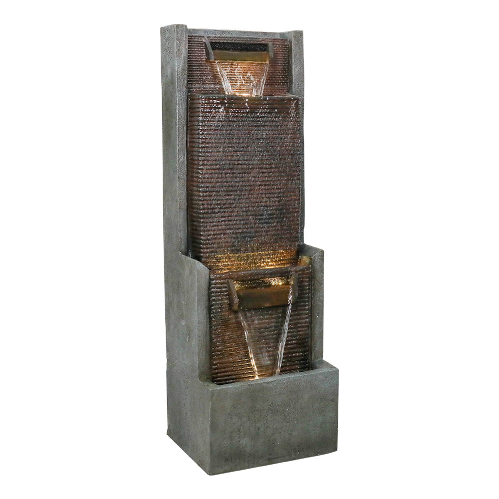 Resin Slim Outdoor Wall Fountain 39 Inch 11 Inch Deep on patio