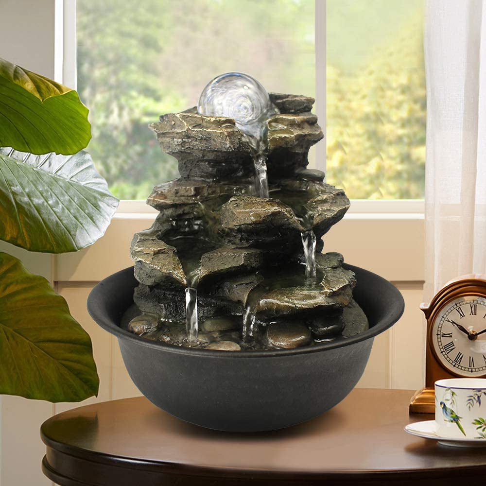 Resin Spinning Orb Tabletop Fountain 8 Inch Color