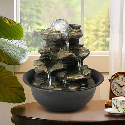 Resin Spinning Orb Tabletop Fountain 8 Inch Color