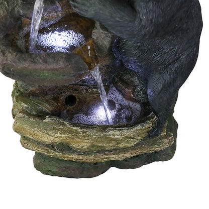Resin Two Bear Cub Animal Outdoor Water Fountain 39 in on patio