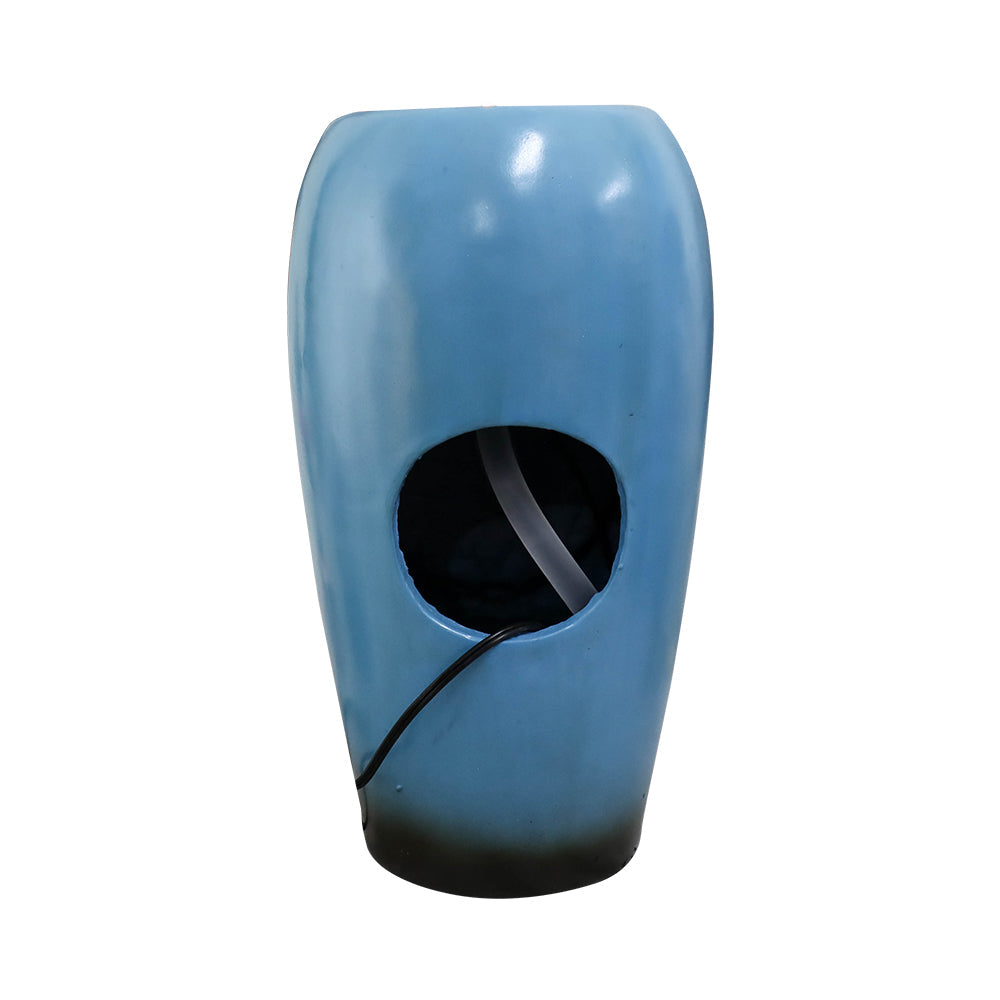 Resin Blue Vase Water Fountain Tabletop full view